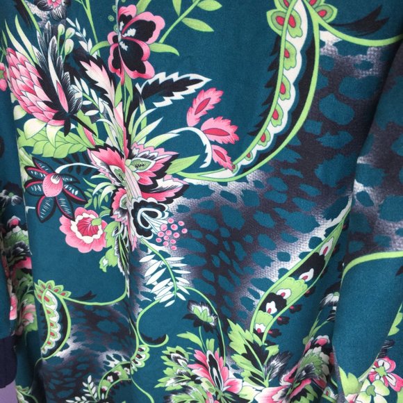 Large Deep Teal/Green Floral Tunic XL - Picture 12 of 16